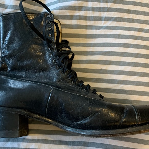 1940s vintage/antique black leather lace up boots - Picture 4 of 4